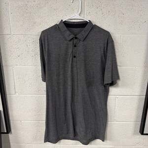 Lululemon Men Training Evolution Short Sleeve Polo Shirt Gray Sz Large